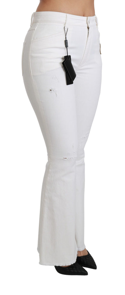 Pantaloni svasati in cotone elasticizzato con cuore bianco Dolce &amp; Gabbana