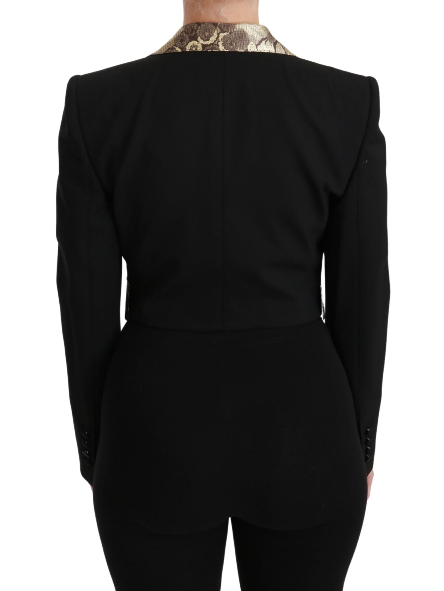 Dolce &amp; Gabbana Gilet Blazer Nero Jacquard Giacca di Lana