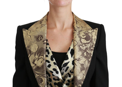Dolce &amp; Gabbana Gilet Blazer Nero Jacquard Giacca di Lana