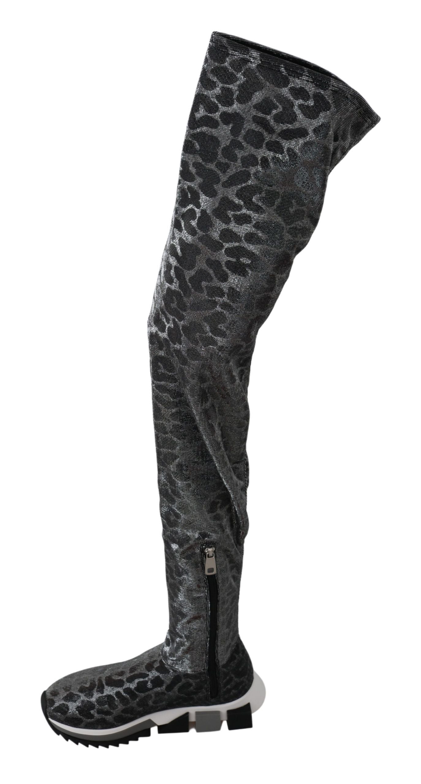 Dolce &amp; Gabbana Sneakers alte leopardate grigie Stivaletti Scarpe