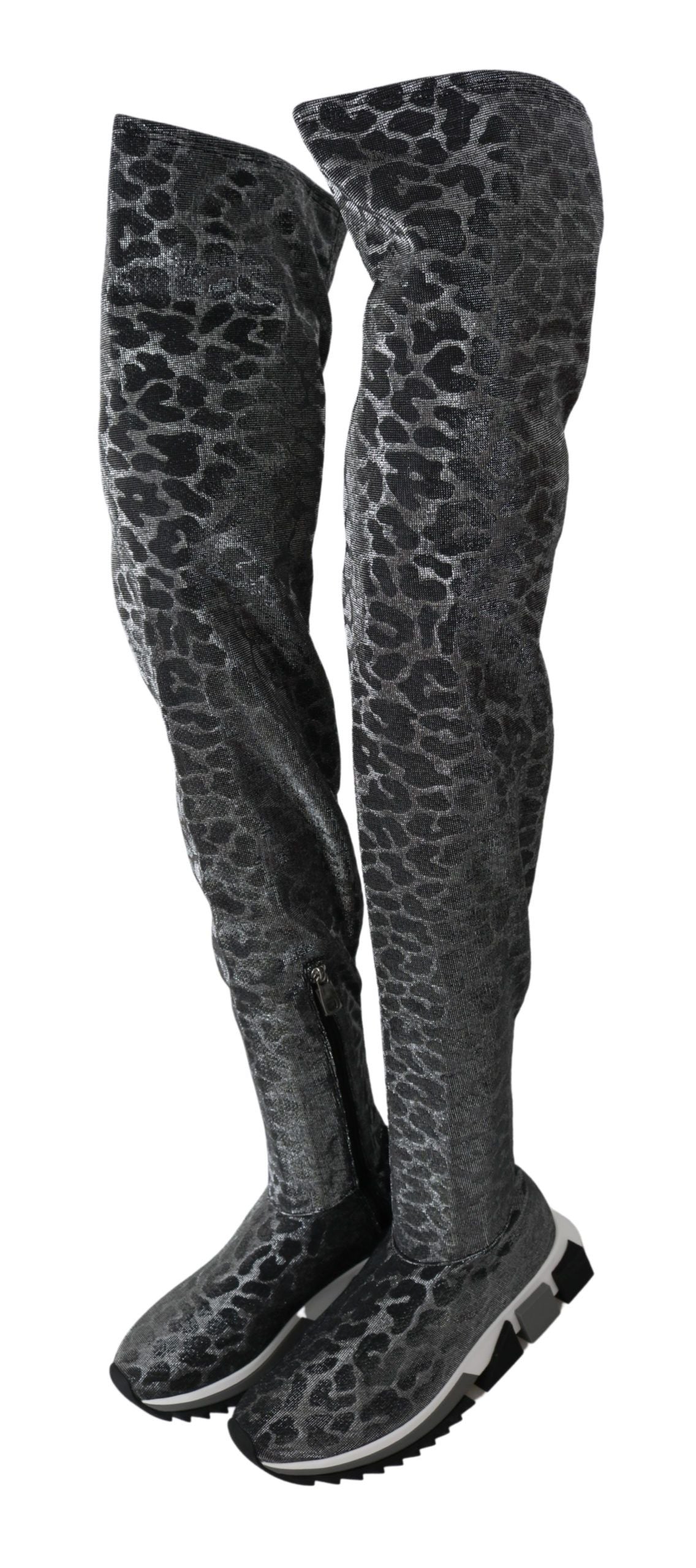 Dolce &amp; Gabbana Sneakers alte leopardate grigie Stivaletti Scarpe