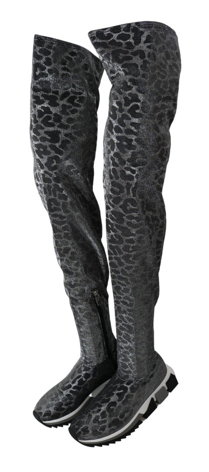 Dolce &amp; Gabbana Sneakers alte leopardate grigie Stivaletti Scarpe