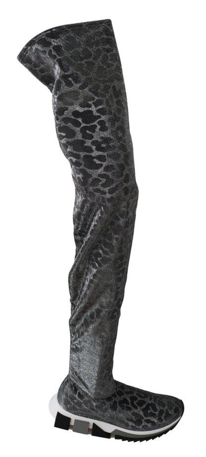 Dolce &amp; Gabbana Sneakers alte leopardate grigie Stivaletti Scarpe