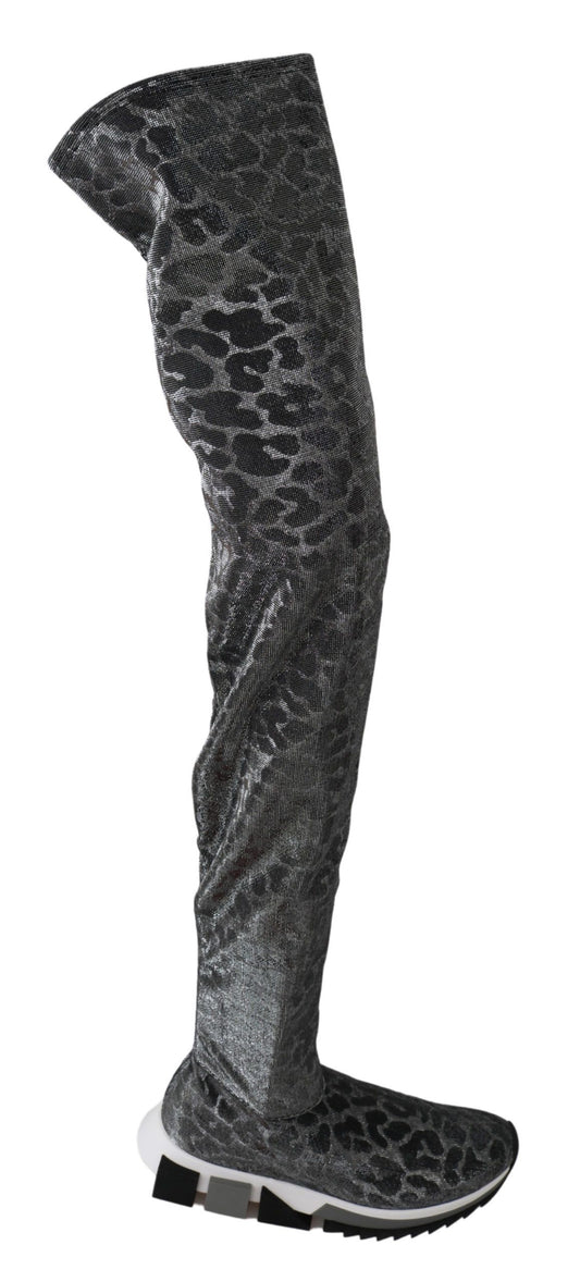 Dolce &amp; Gabbana Sneakers alte leopardate grigie Stivaletti Scarpe