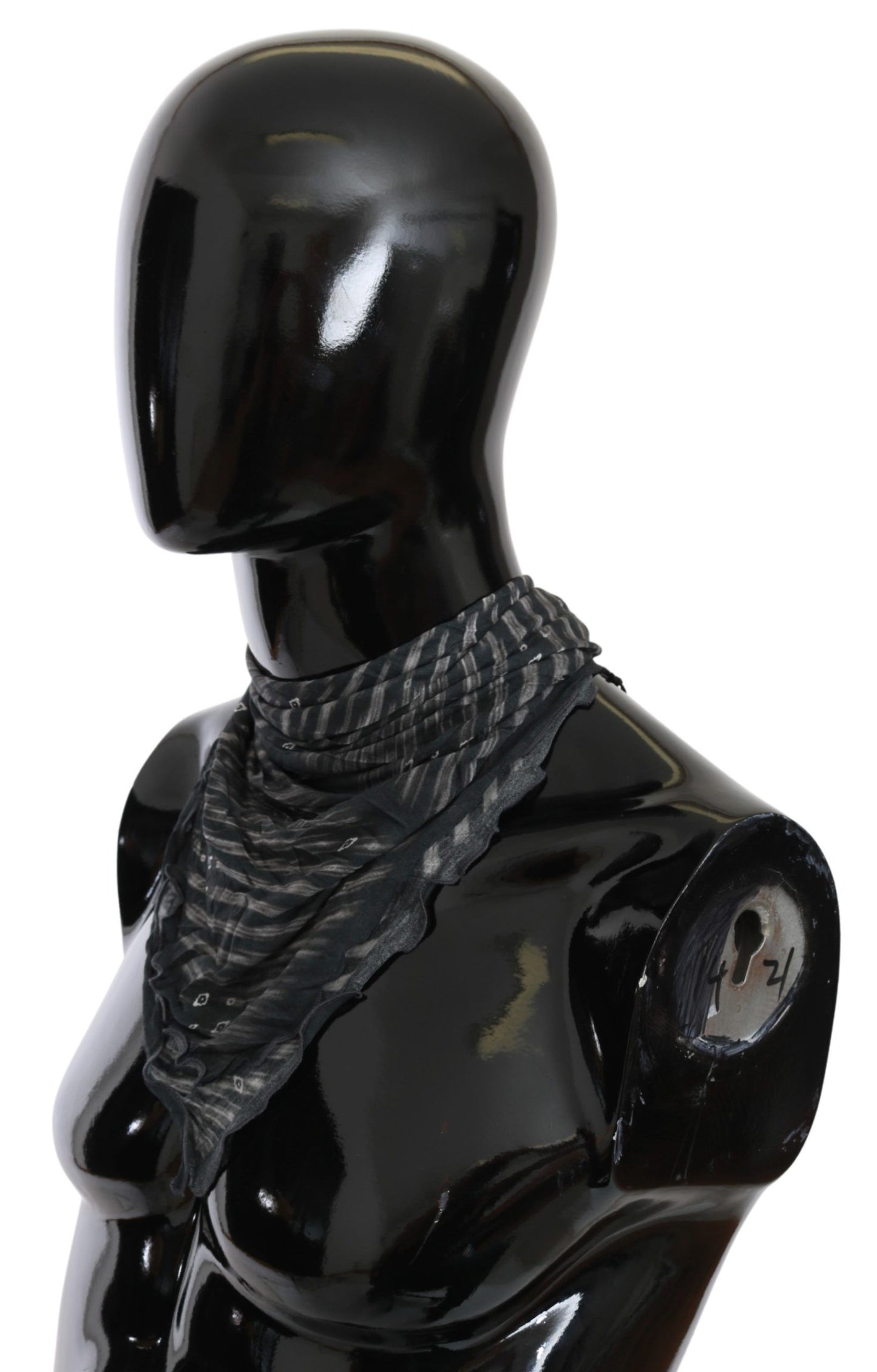 Sciarpa foulard in viscosa nera e grigia con marchio Costume National