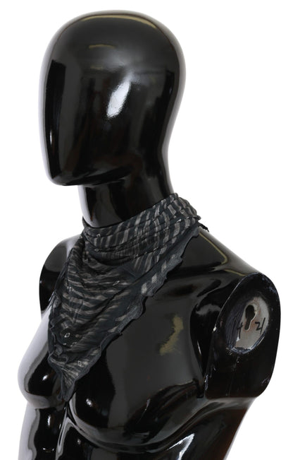 Sciarpa foulard in viscosa nera e grigia con marchio Costume National
