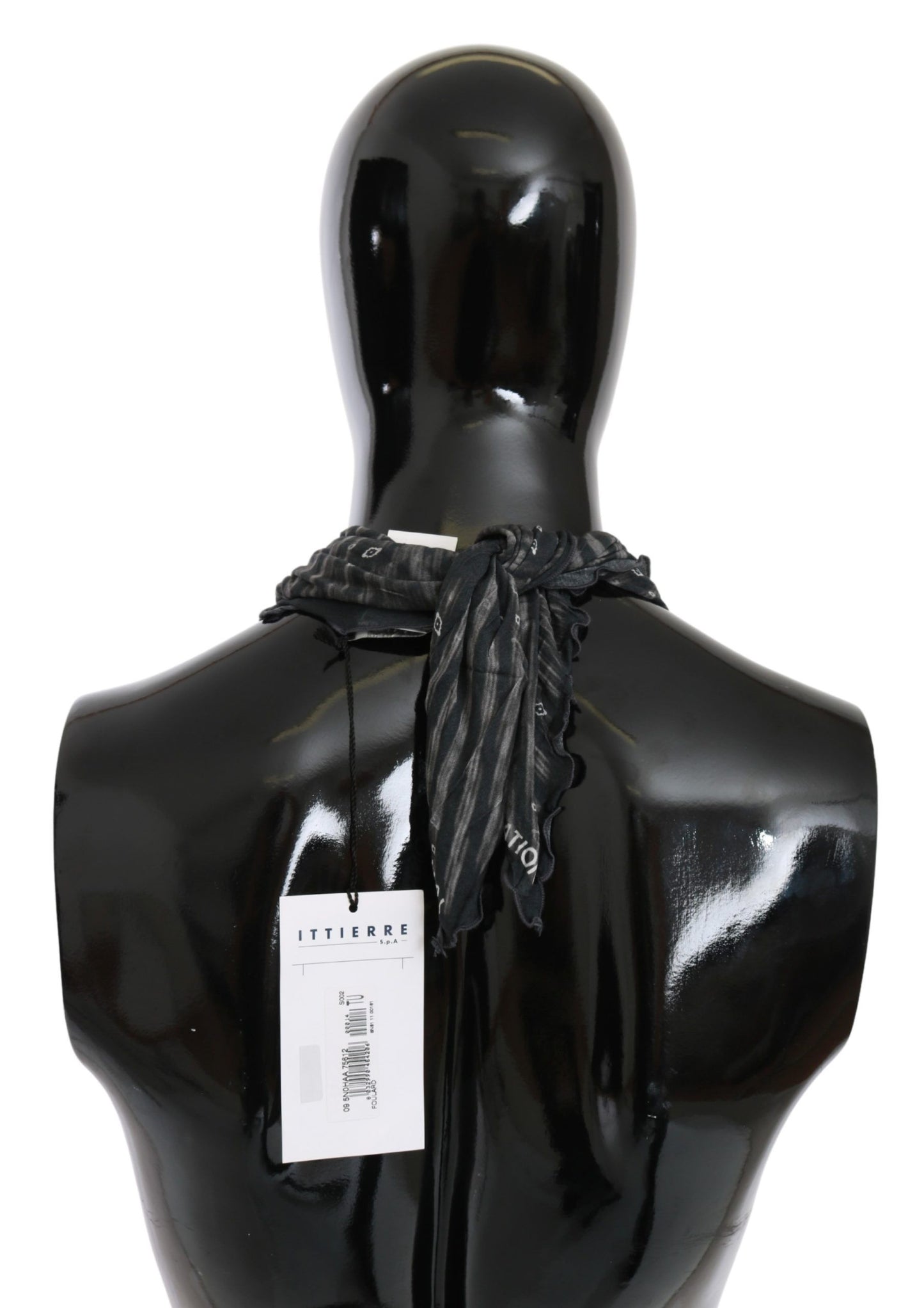 Sciarpa foulard in viscosa nera e grigia con marchio Costume National