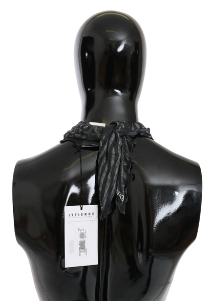 Sciarpa foulard in viscosa nera e grigia con marchio Costume National