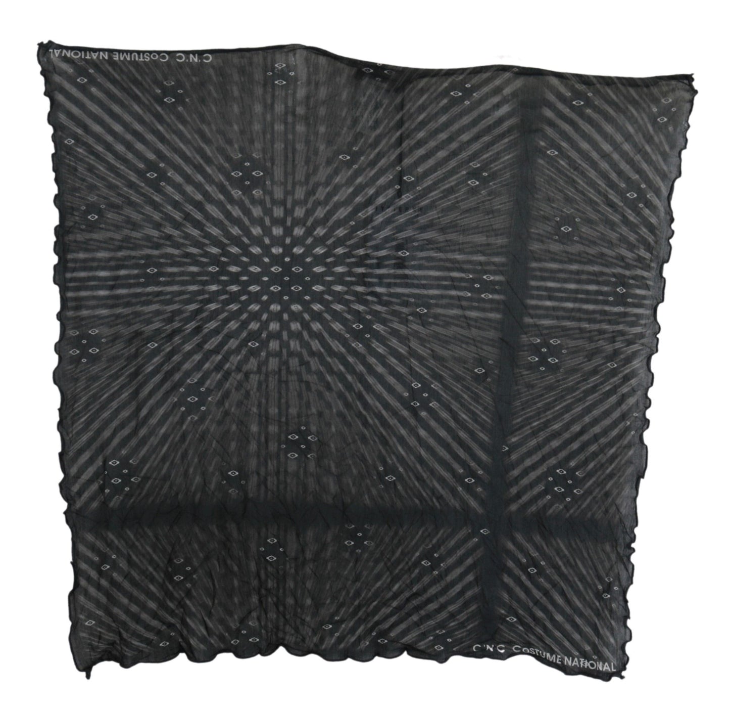 Sciarpa foulard in viscosa nera e grigia con marchio Costume National