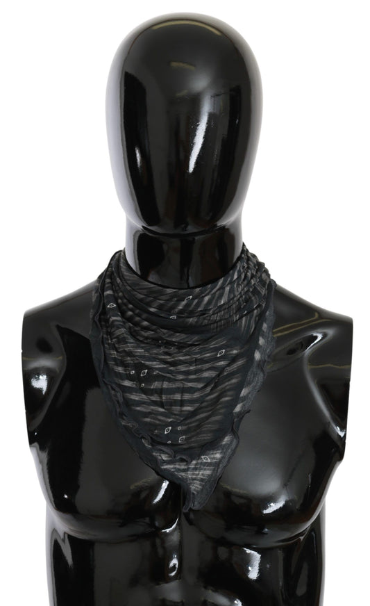 Sciarpa foulard in viscosa nera e grigia con marchio Costume National