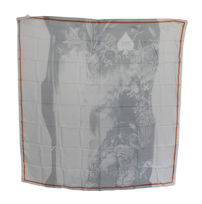 Sciarpa foulard floreale in seta grigio-arancione Costume National