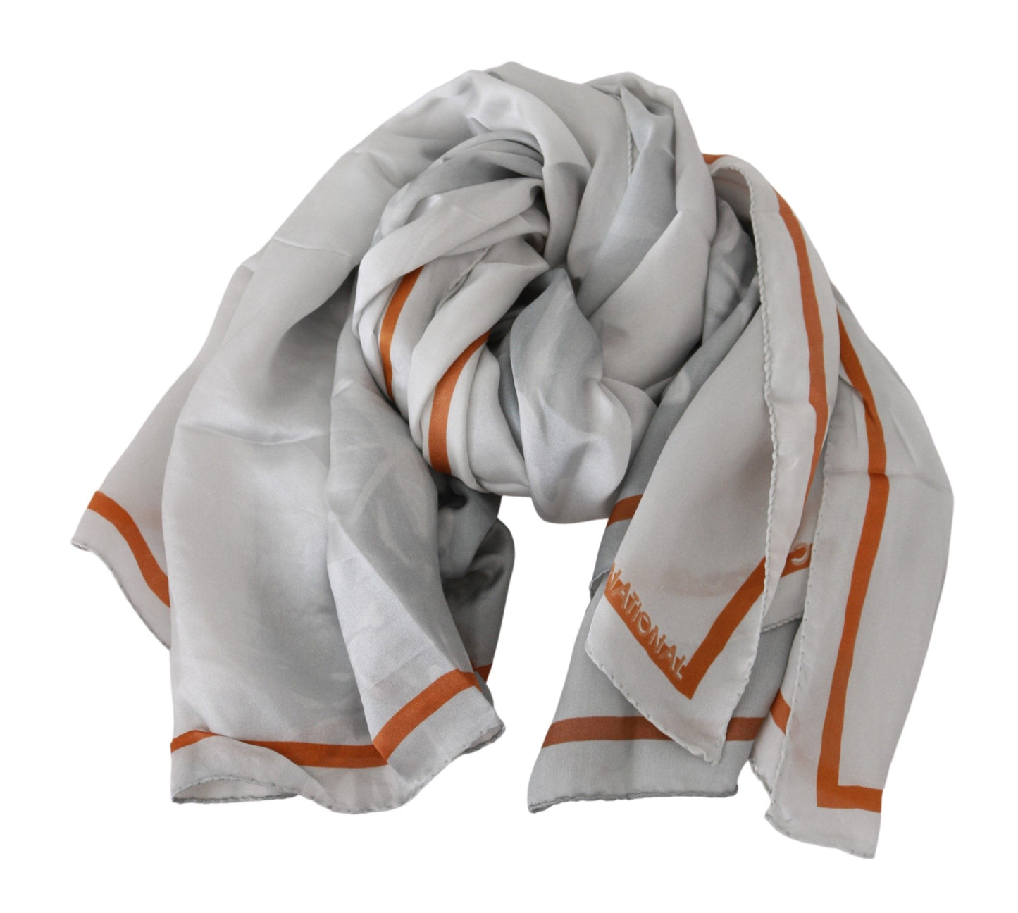 Sciarpa foulard floreale in seta grigio-arancione Costume National