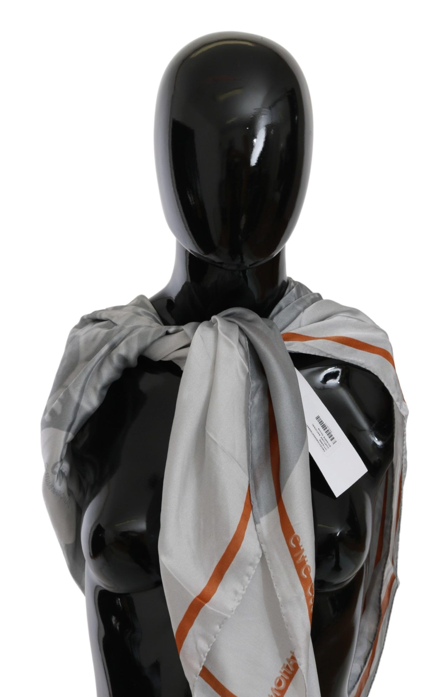 Sciarpa foulard floreale in seta grigio-arancione Costume National