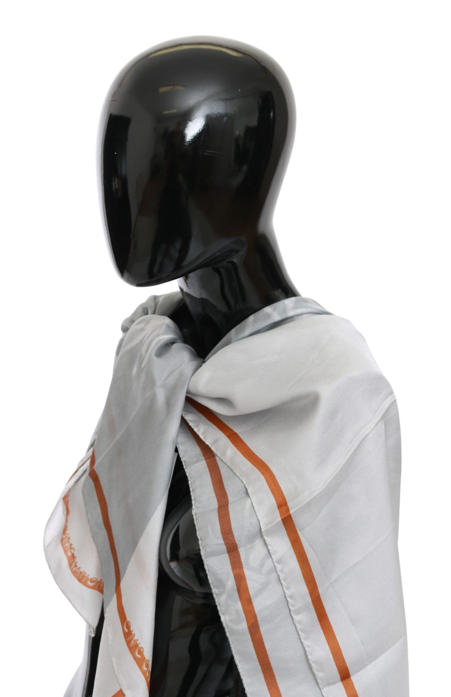 Sciarpa foulard in seta grigio-rossa Costume National