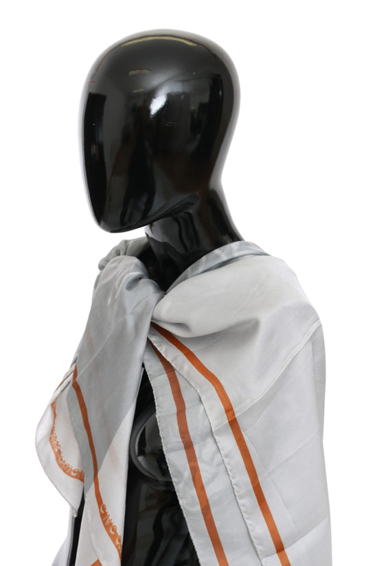 Sciarpa foulard in seta grigio-rossa Costume National