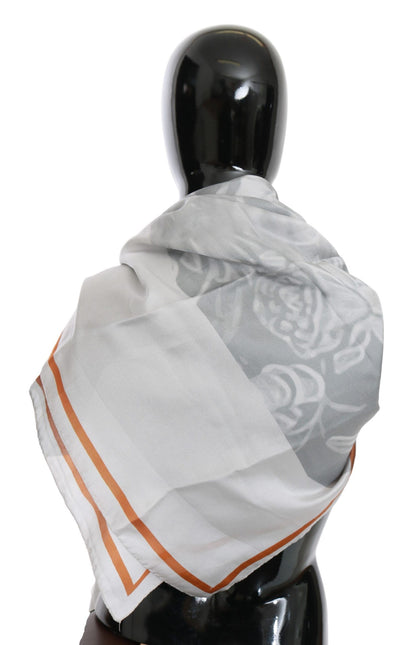 Sciarpa foulard in seta grigio-rossa Costume National