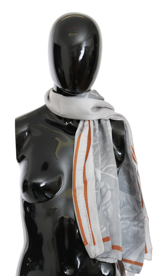 Sciarpa foulard in seta grigio-rossa Costume National