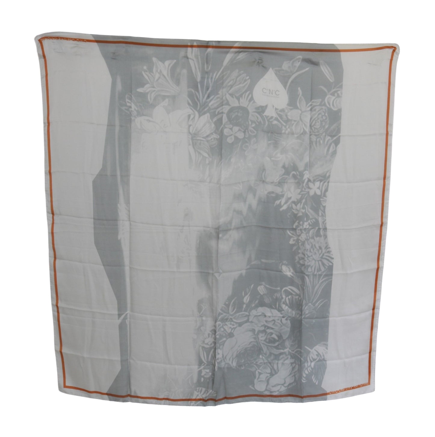 Sciarpa foulard in seta grigio-rossa Costume National