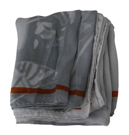 Sciarpa foulard in seta grigio-rossa Costume National