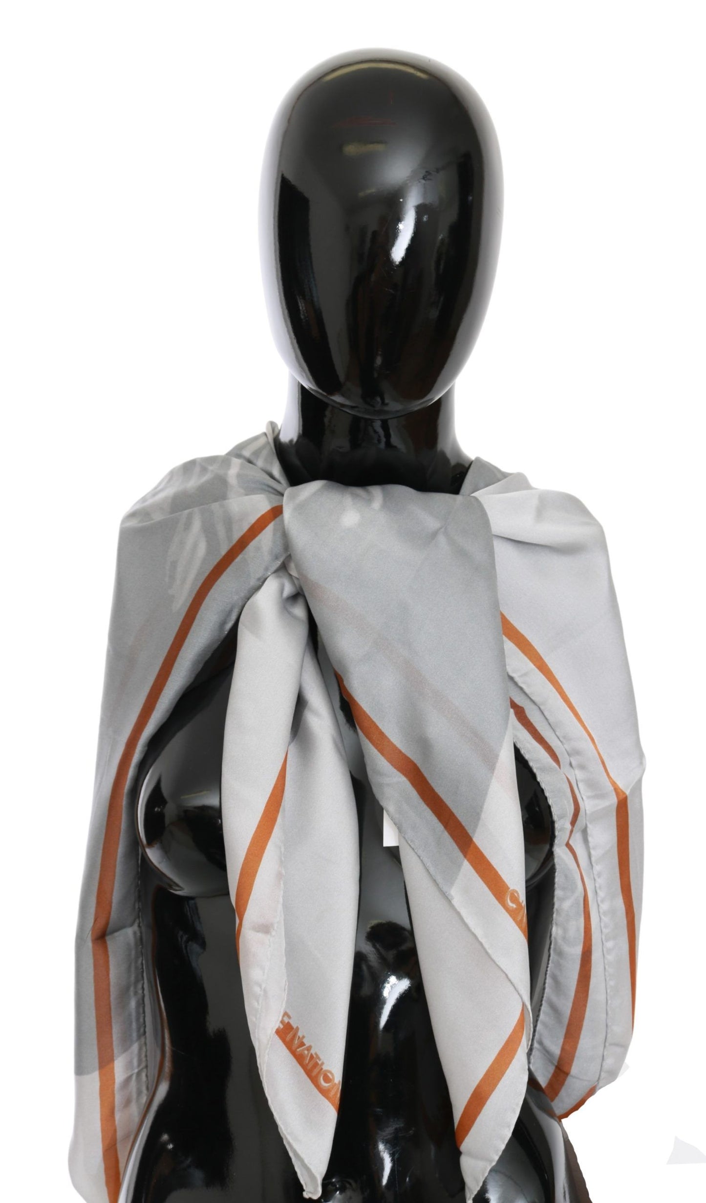 Sciarpa foulard in seta grigio-rossa Costume National