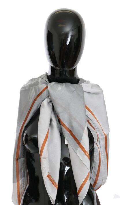 Sciarpa foulard in seta grigio-rossa Costume National