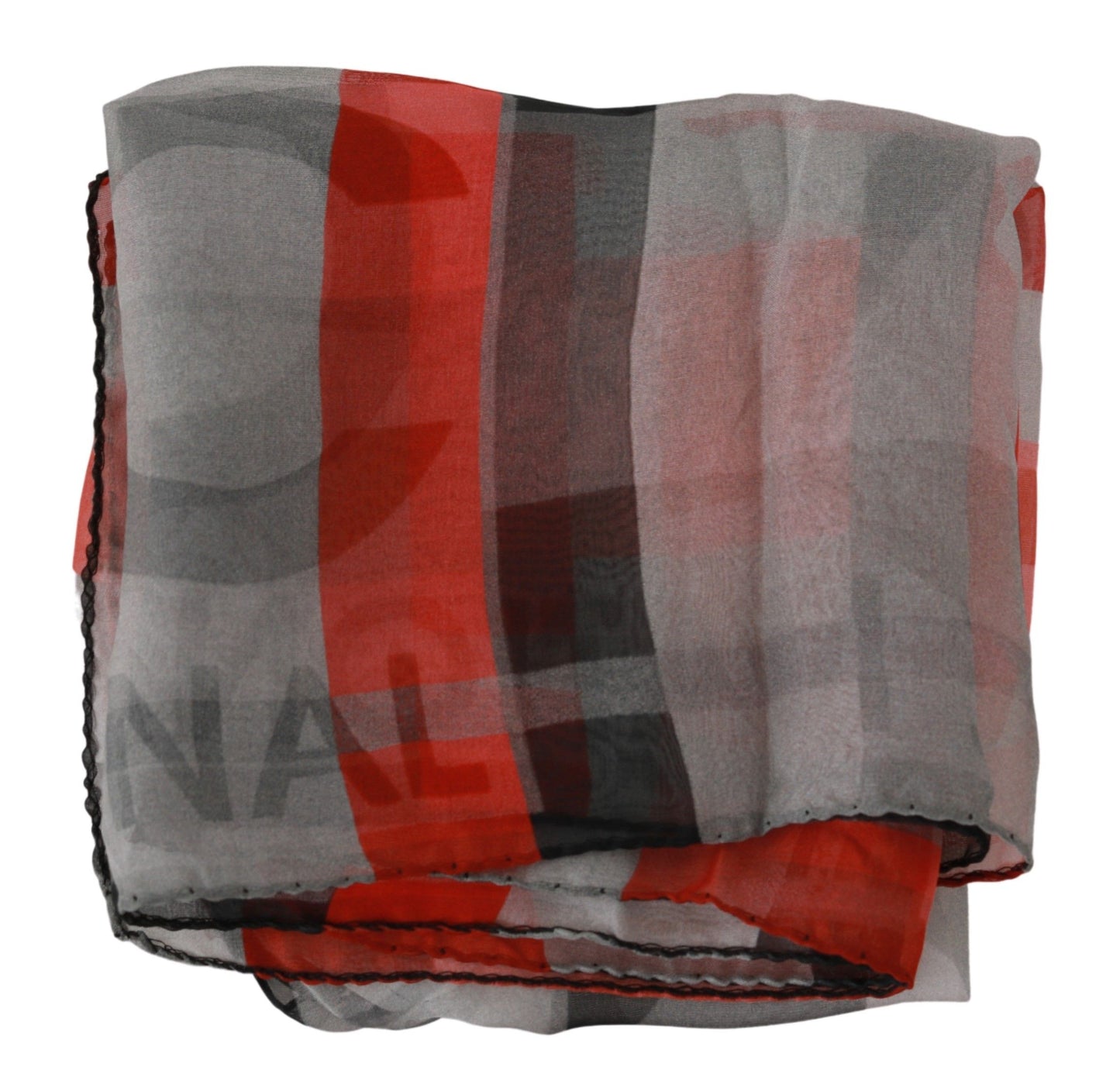 Sciarpa grigia di marca Costume National in seta rossa al 100%