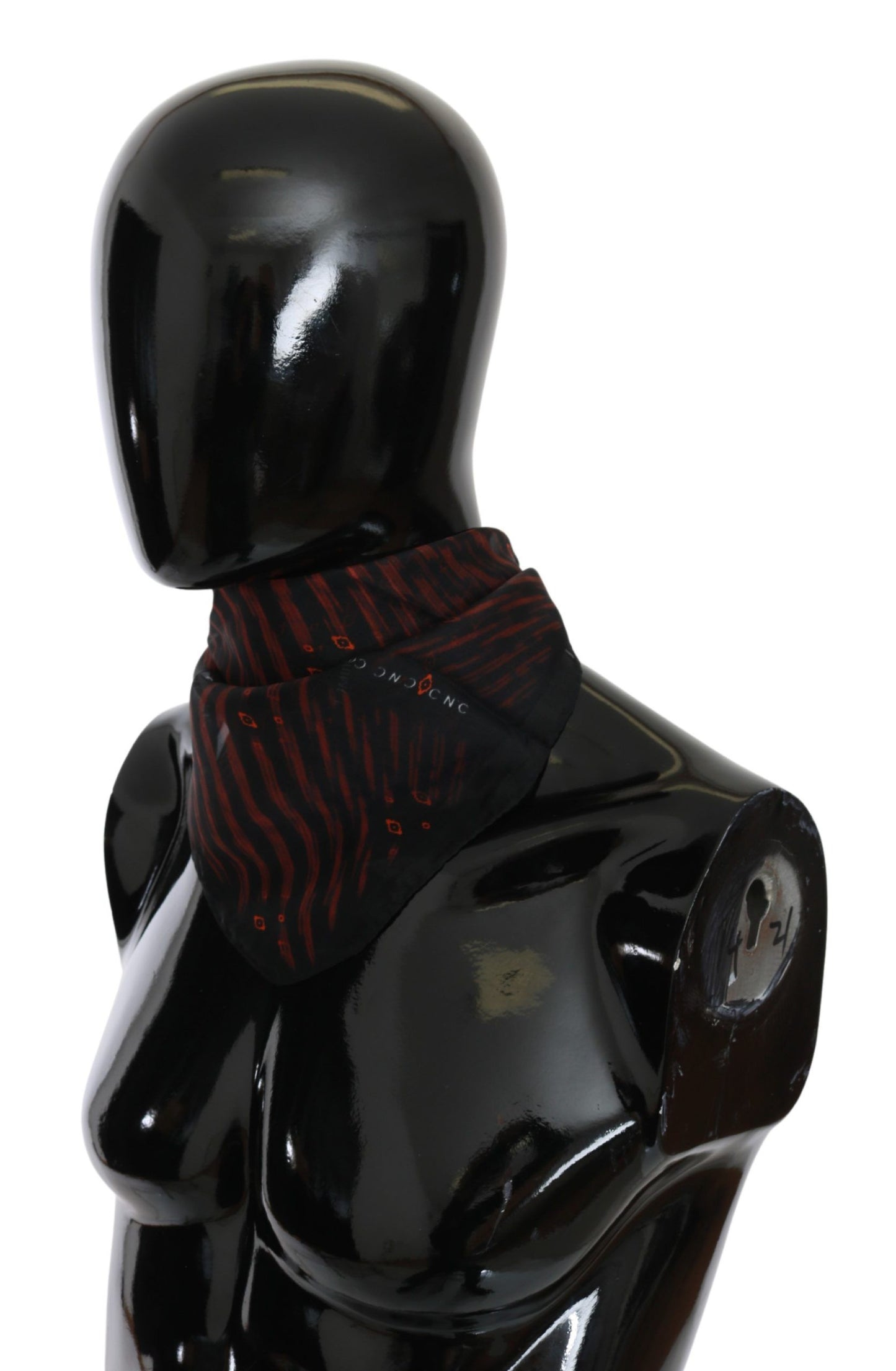 Sciarpa di marca Costume National nera e arancione in seta al 100%
