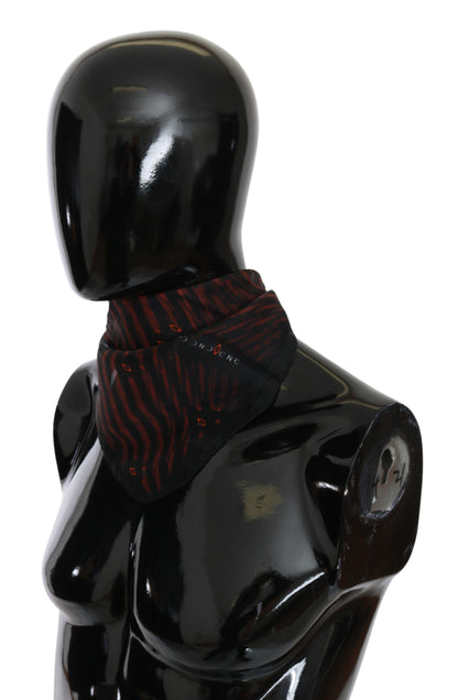 Sciarpa di marca Costume National nera e arancione in seta al 100%