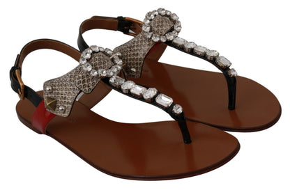 Sandali infradito in pelle Ayers e cristalli Dolce &amp; Gabbana