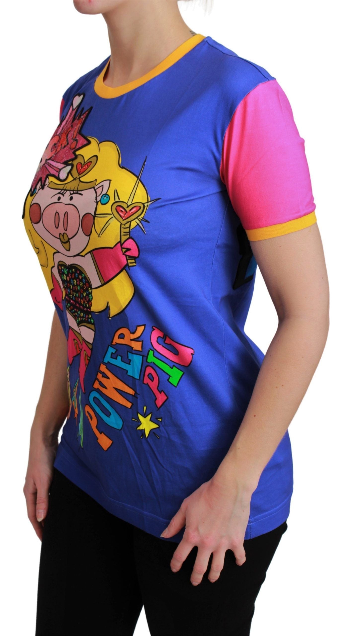 Dolce &amp; Gabbana Purple PIG SUPERGIRL Top T-shirt in cotone