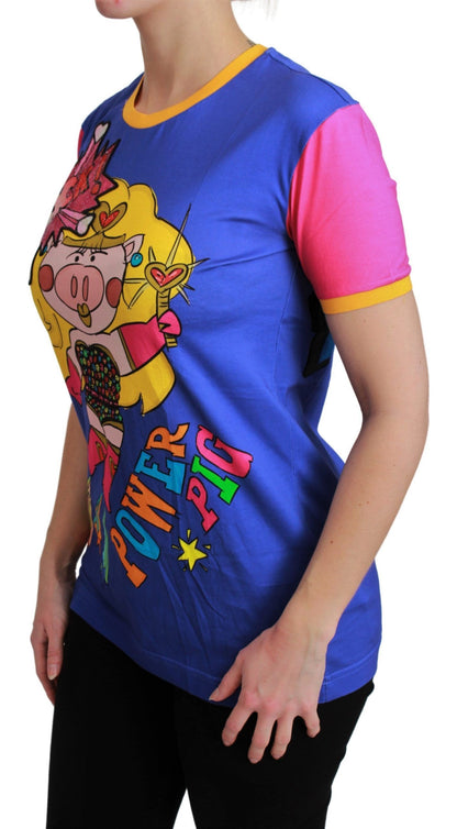 Dolce &amp; Gabbana Purple PIG SUPERGIRL Top T-shirt in cotone