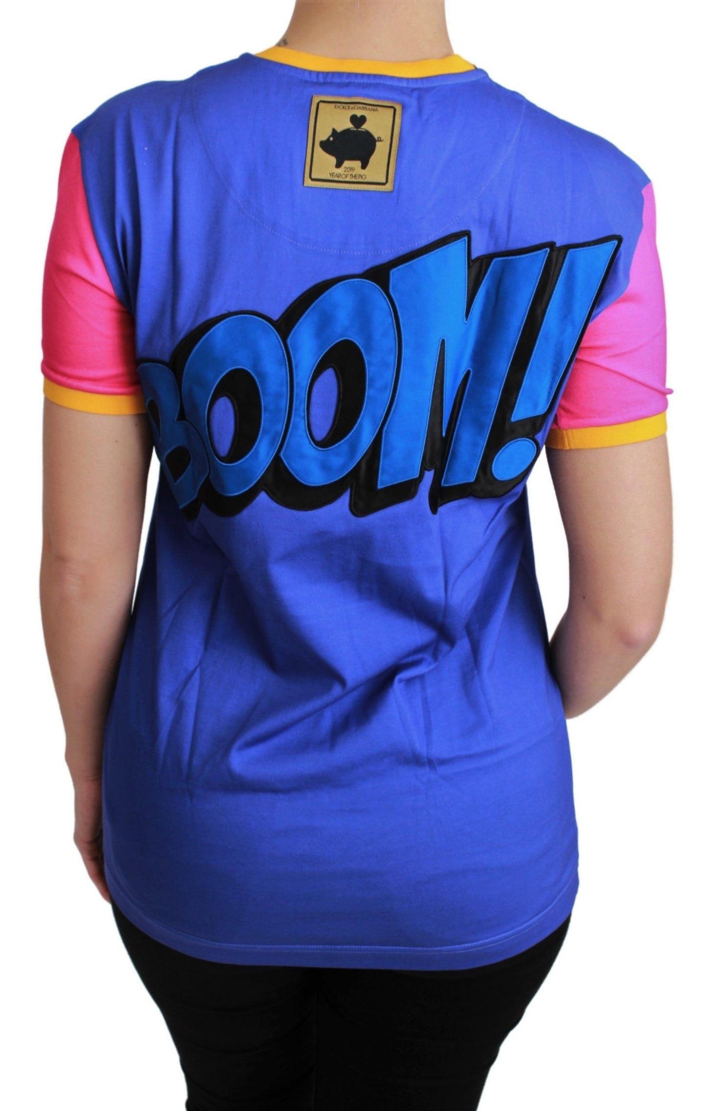 Dolce &amp; Gabbana Purple PIG SUPERGIRL Top T-shirt in cotone