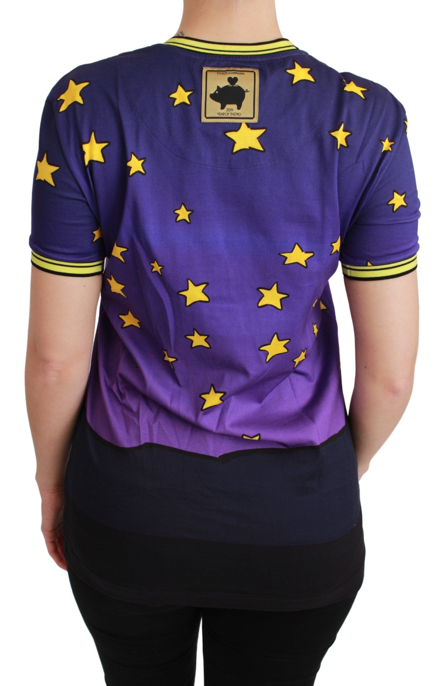 Dolce &amp; Gabbana T-shirt viola in cotone con scritta "YEAR OF THE PIG"