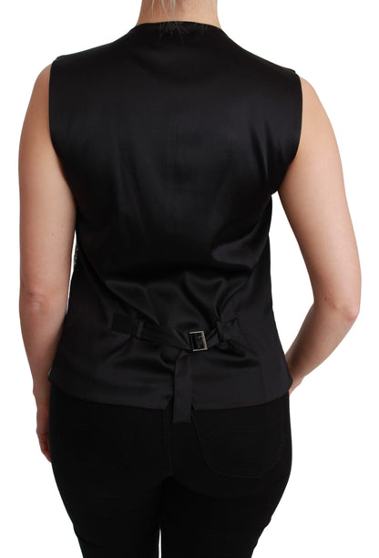 Dolce &amp; Gabbana Top senza maniche in broccato argento metallizzato