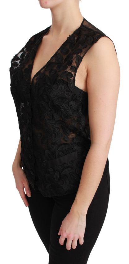 Dolce &amp; Gabbana Gilet in broccato floreale nero