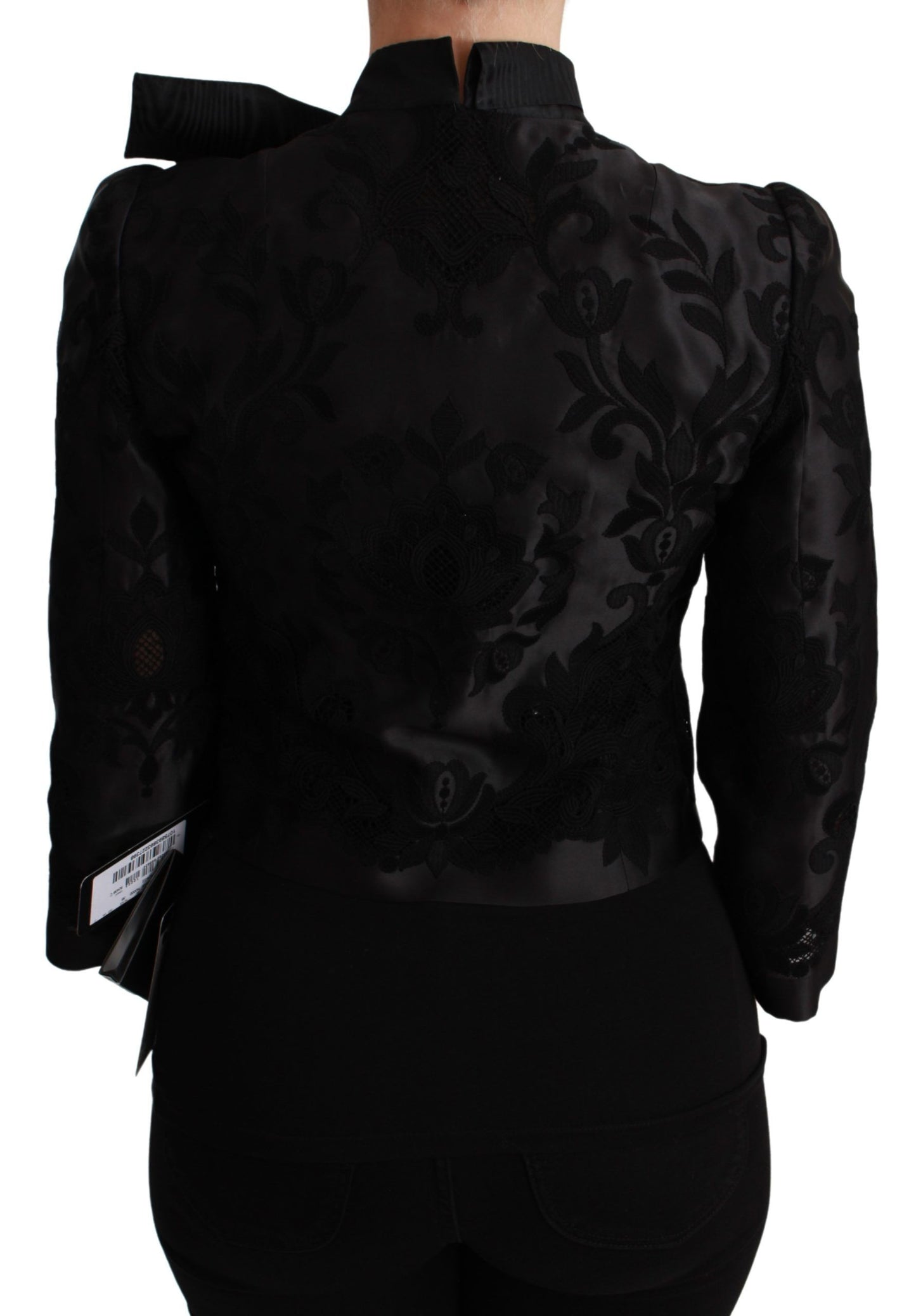 Giacca in seta con blazer jacquard floreale nero Dolce &amp; Gabbana
