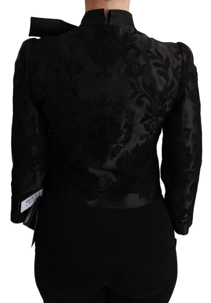 Giacca in seta con blazer jacquard floreale nero Dolce &amp; Gabbana