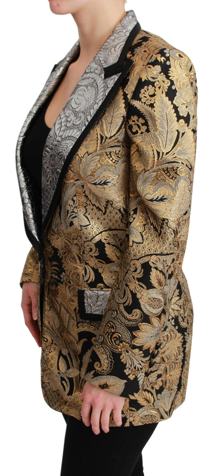 Giacca blazer in jacquard nero e oro Dolce &amp; Gabbana