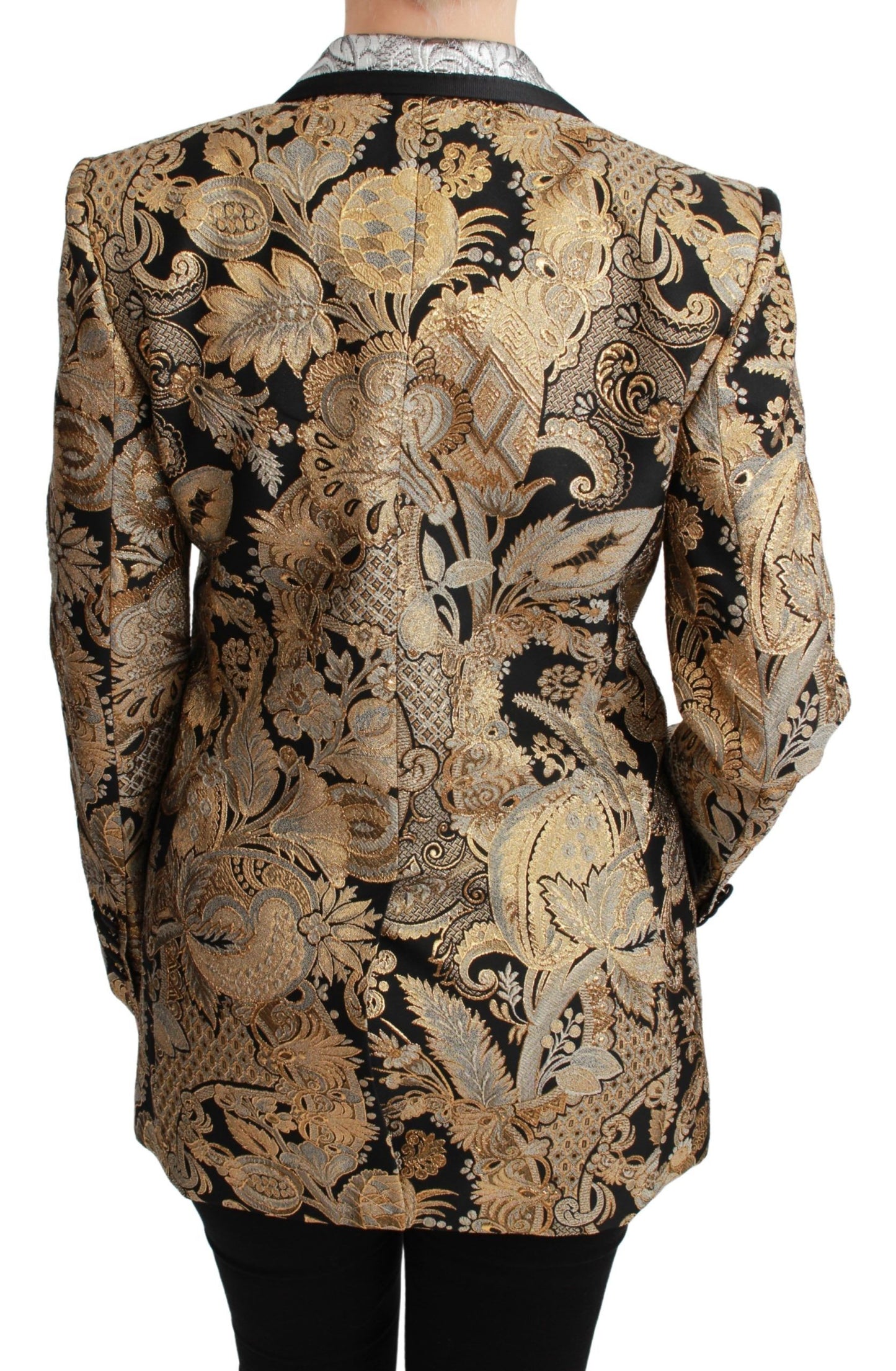 Giacca blazer in jacquard nero e oro Dolce &amp; Gabbana