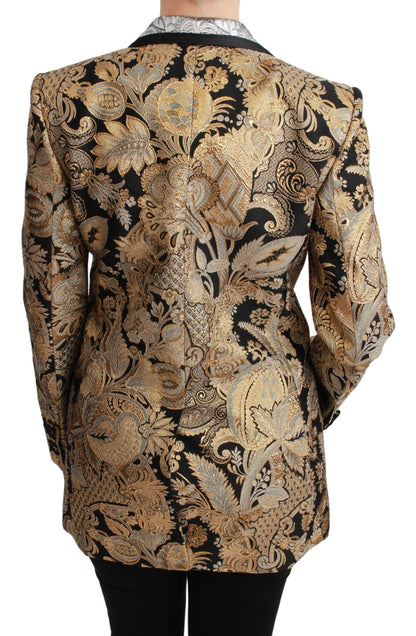 Giacca blazer in jacquard nero e oro Dolce &amp; Gabbana