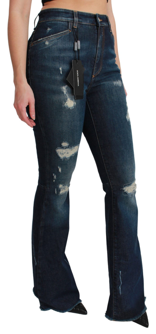 Jeans svasati in cotone elasticizzato blu denim Dolce &amp; Gabbana