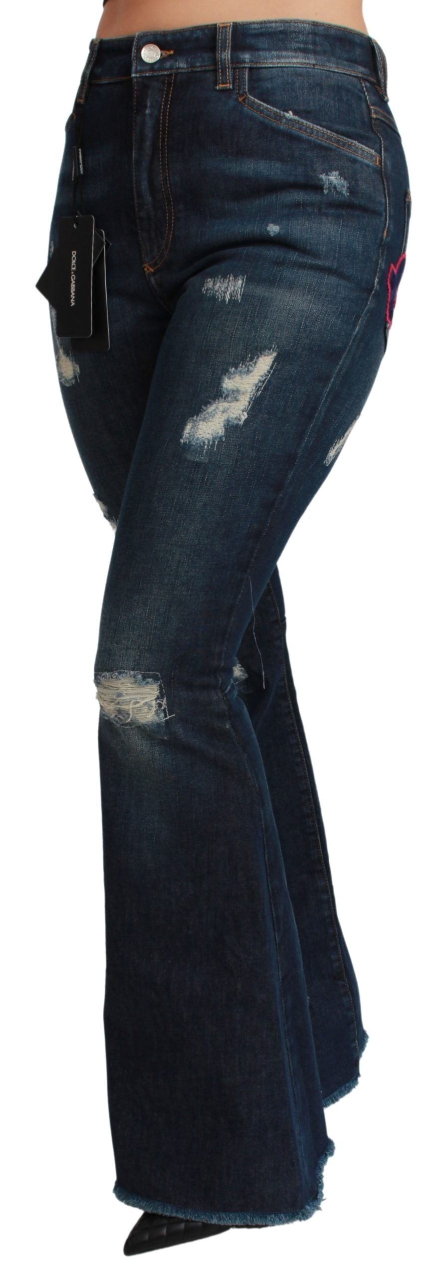 Jeans svasati in cotone elasticizzato blu denim Dolce &amp; Gabbana