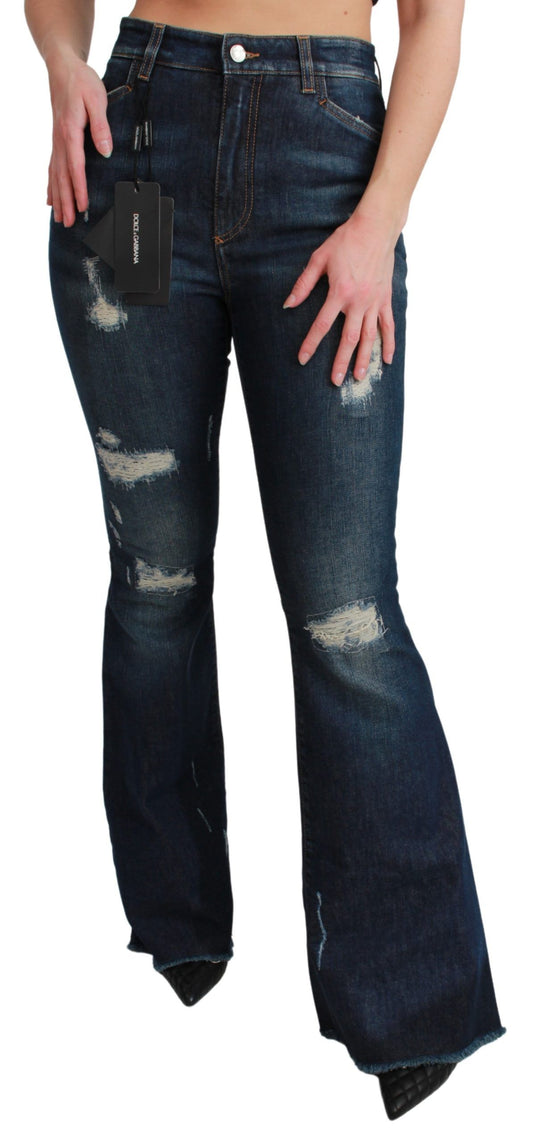 Jeans svasati in cotone elasticizzato blu denim Dolce &amp; Gabbana