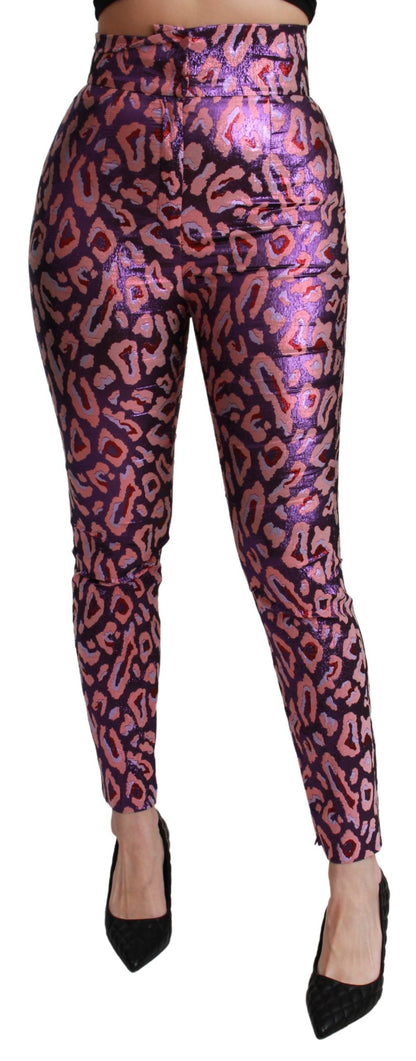 Pantaloni a vita alta cropped con fantasia multicolore Dolce &amp; Gabbana