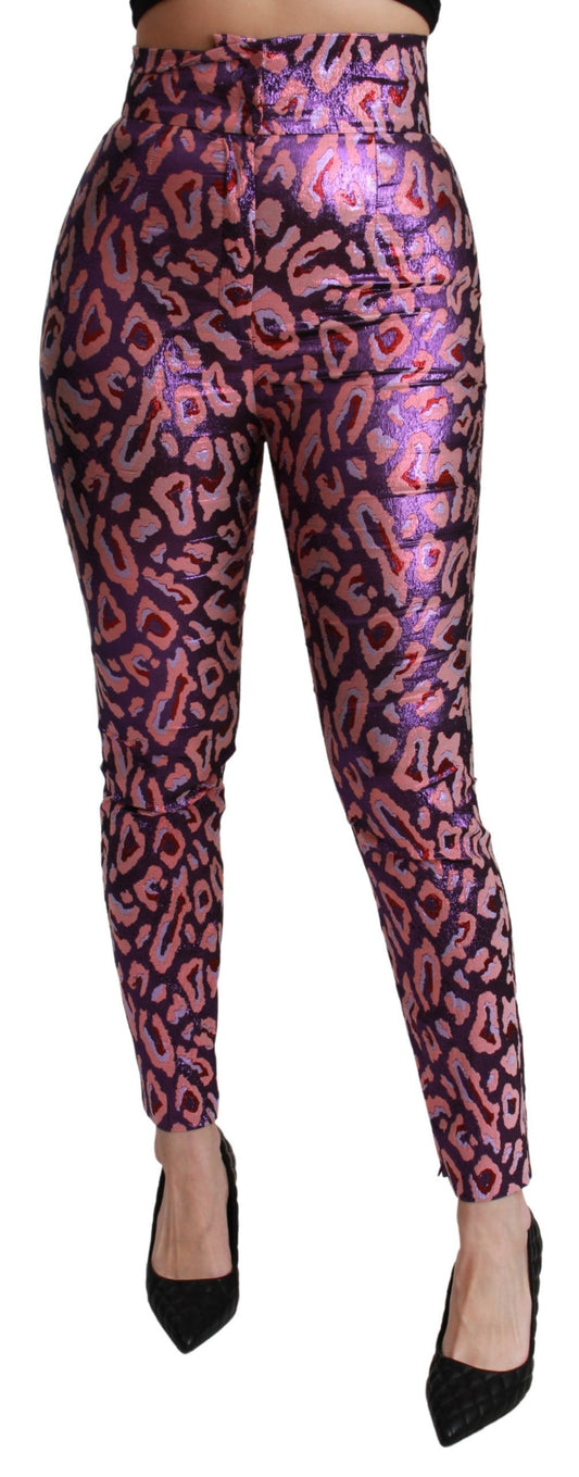 Pantaloni a vita alta cropped con fantasia multicolore Dolce &amp; Gabbana