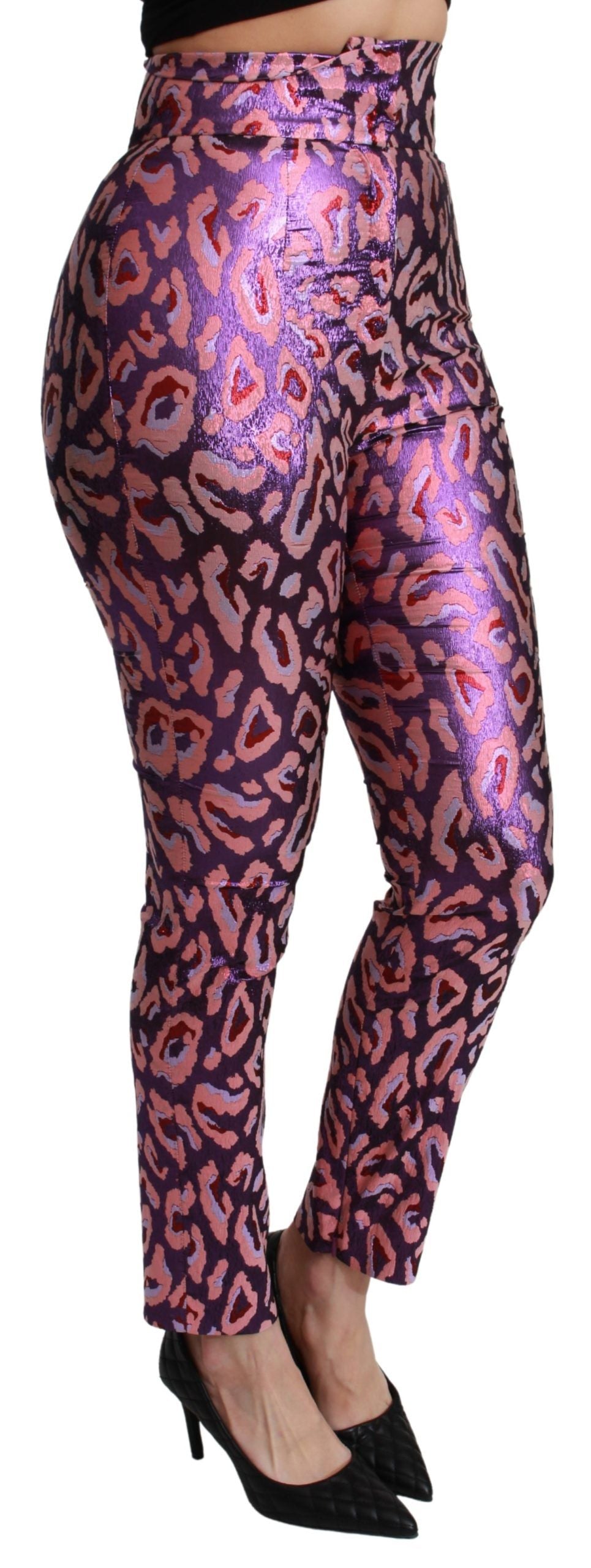 Pantaloni a vita alta cropped con fantasia multicolore Dolce &amp; Gabbana