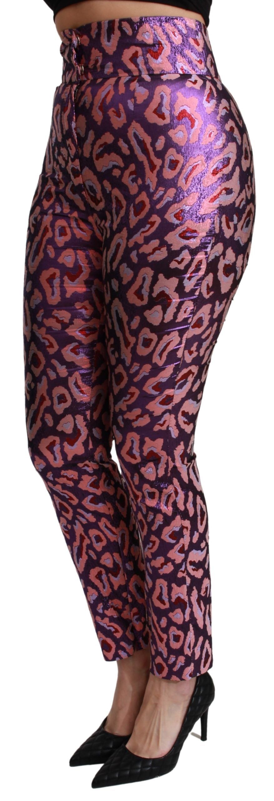 Pantaloni a vita alta cropped con fantasia multicolore Dolce &amp; Gabbana