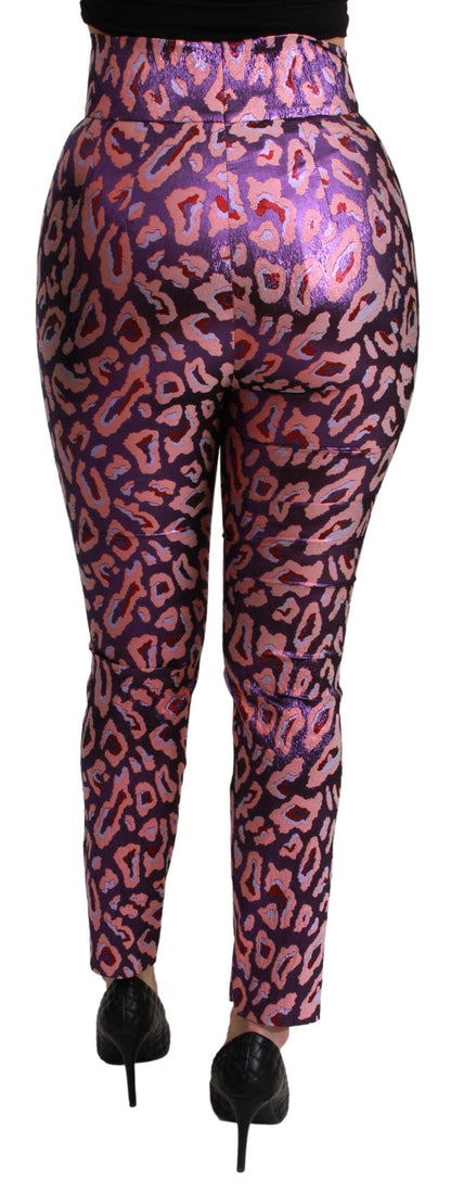 Pantaloni a vita alta cropped con fantasia multicolore Dolce &amp; Gabbana