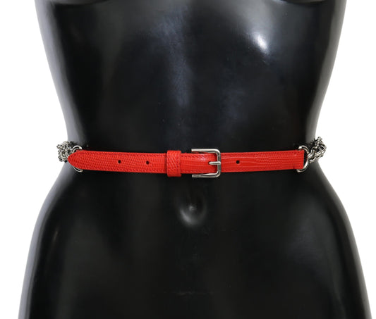 Cintura in pelle rossa con rose e fiori in argento Dolce &amp; Gabbana