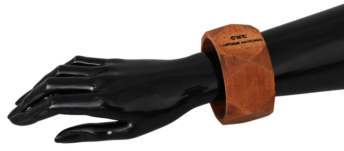 Braccialetto in legno marrone con marchio Costume National